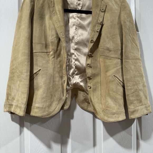 ALEXANDER MCQUEEN Peplum Leather Blazer in Neutral Tan Size 40 - Picture 9 of 10